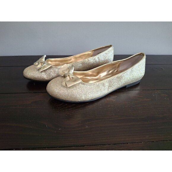 Nina Gold Glitter flats with Bow/NWOB, Sz. 6M - Picture 1 of 9